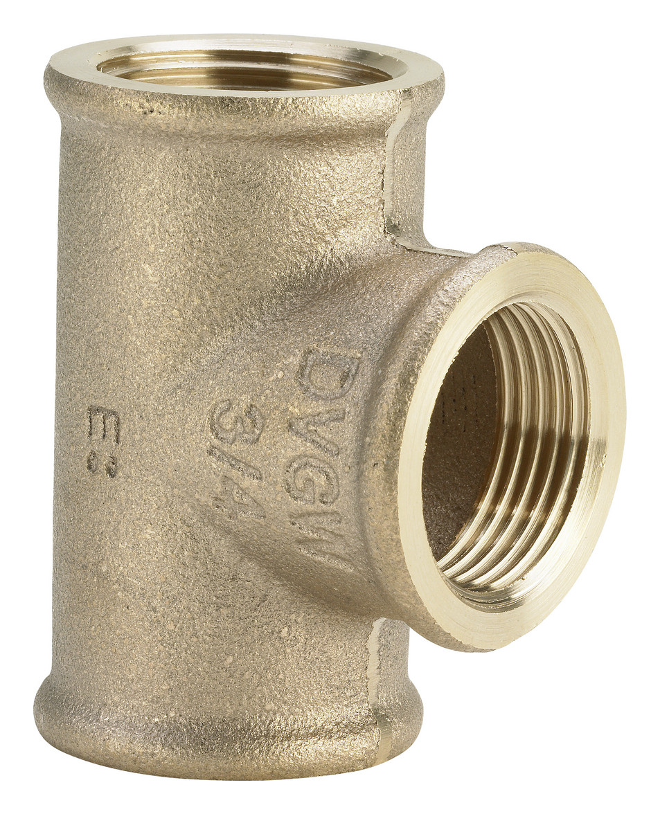 T-Stück dreiseitig Rp 1 1/4" IG x Rp 1/2“ IG, Rotguss