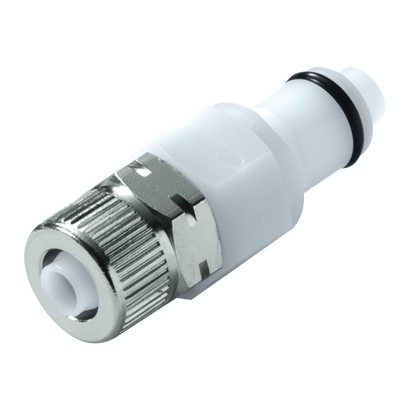 CPC Schnellverschlussstecker mit Absperrung, 1/4" (6,4 mm) AD x 4,3 mm ID, Acetal