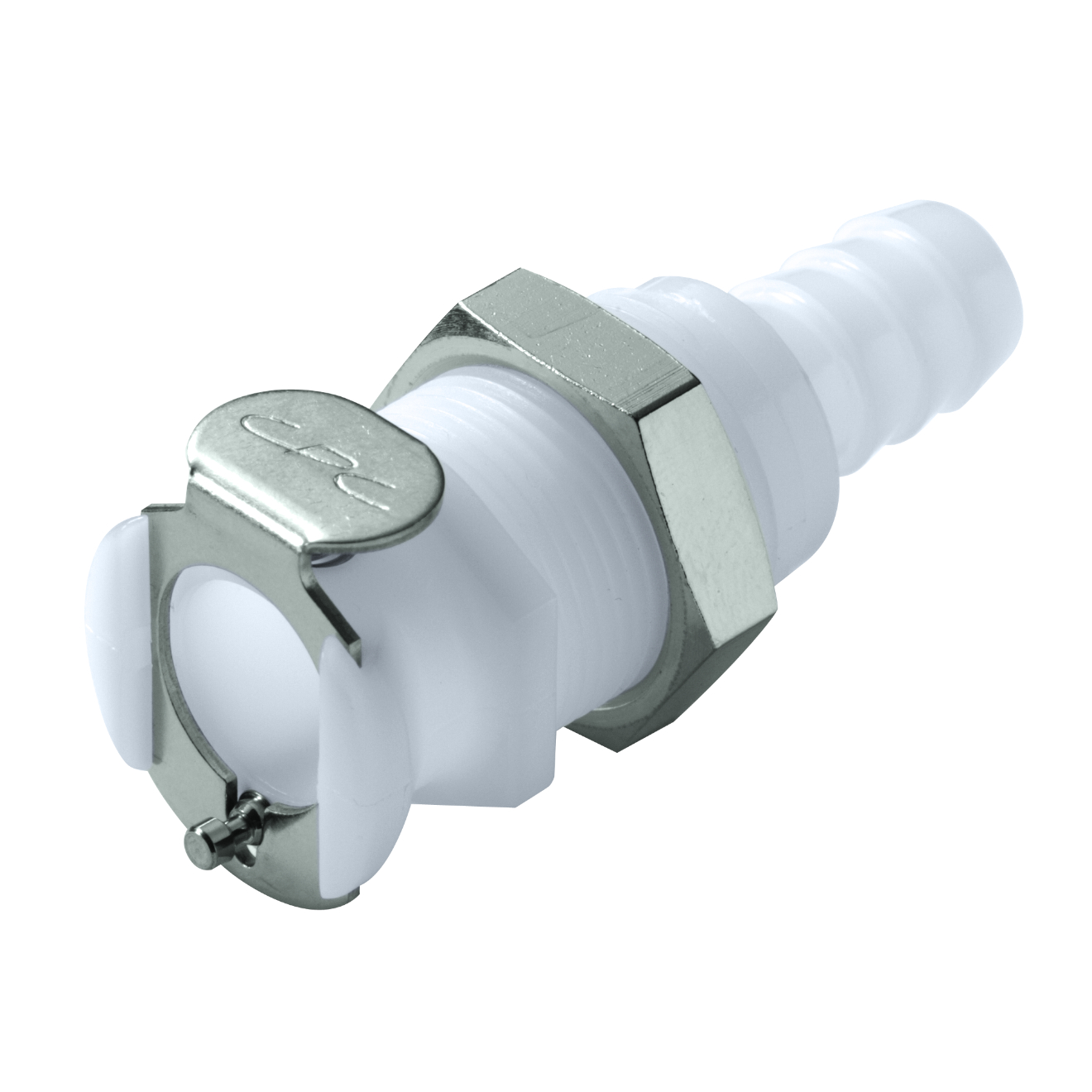 CPC Schnellverschlusskupplung Schottausführung mit Absperrung, 3/8" (9,5 mm) ID, Acetal