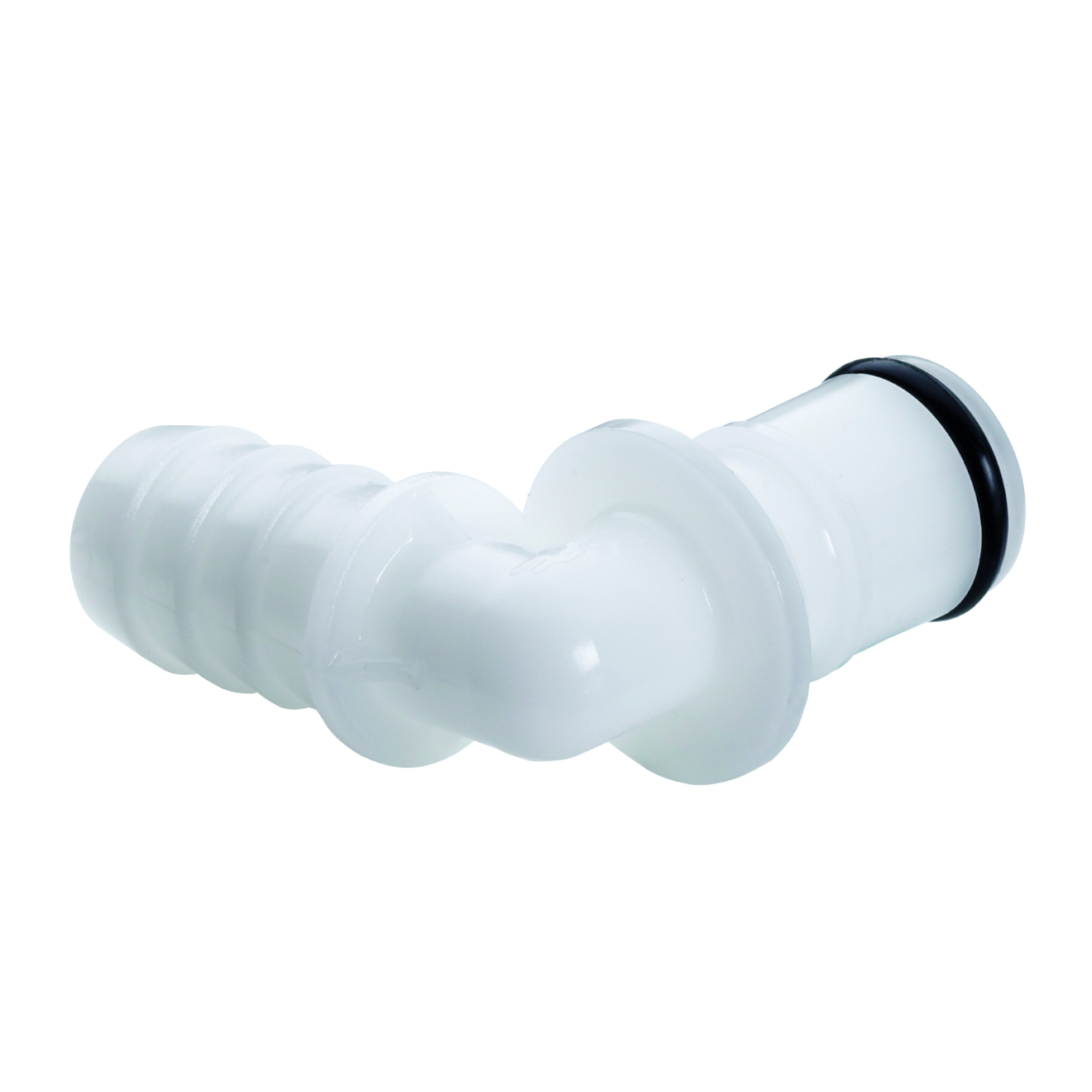 CPC Winkel-Schnellverschlussstecker ohne Absperrung, 3/8" (9,5 mm) ID Schlauchtülle, Acetal