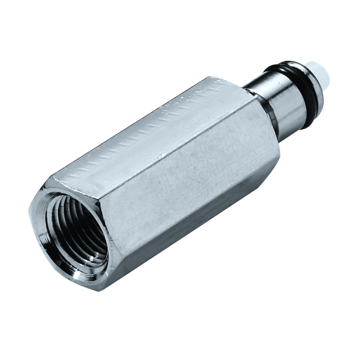 CPC Schnellverschlussstecker mit Absperrung, 1/8" NPT IG, Messing verchromt