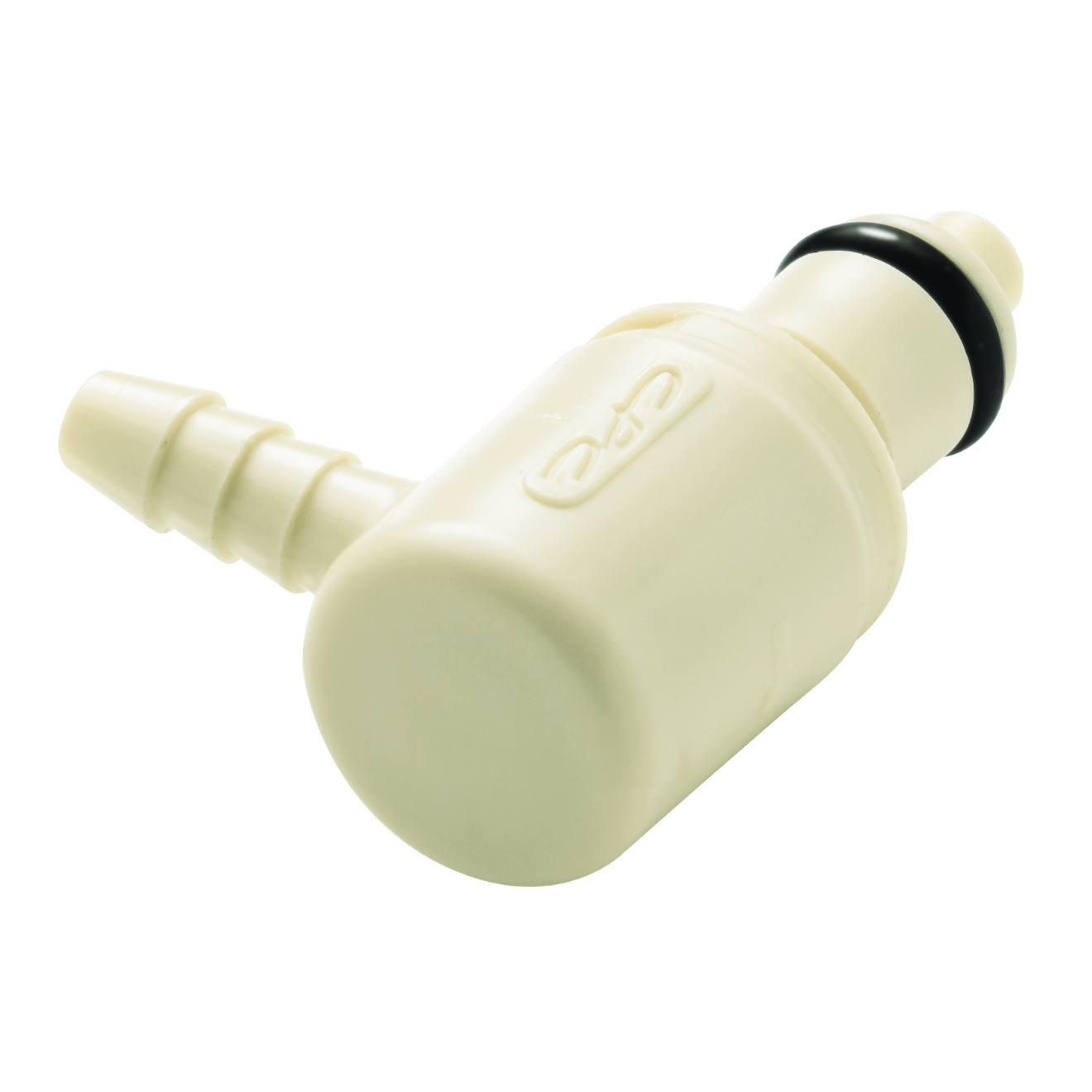 CPC Winkel- Schnellverschlussstecker ohne Absperrung, 1/4" (6,4 mm) ID, Polypropylen