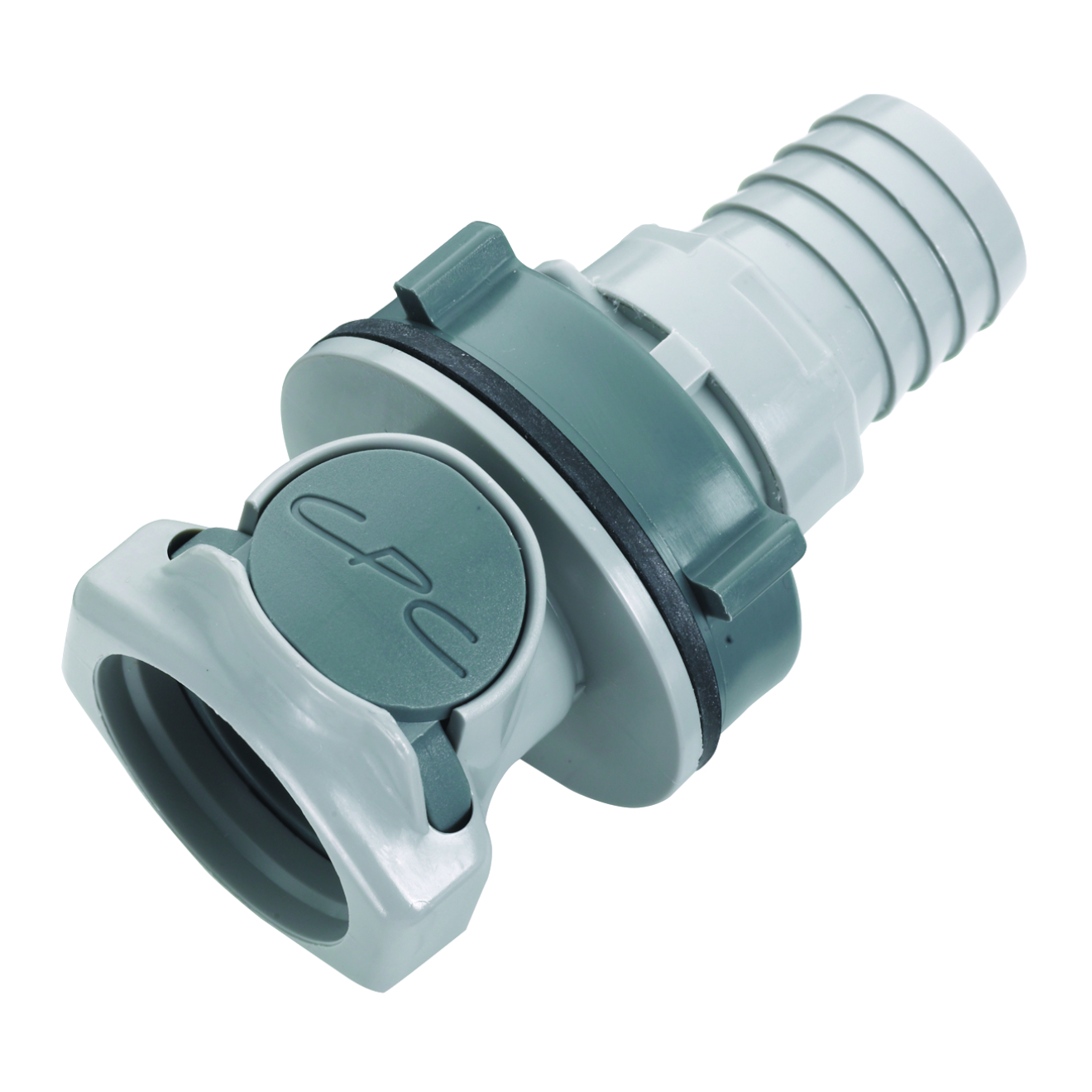 CPC Schnellverschlusskupplung Schottausführung mit Absperrung, 3/4" (19,0 mm) ID, Polypropylen