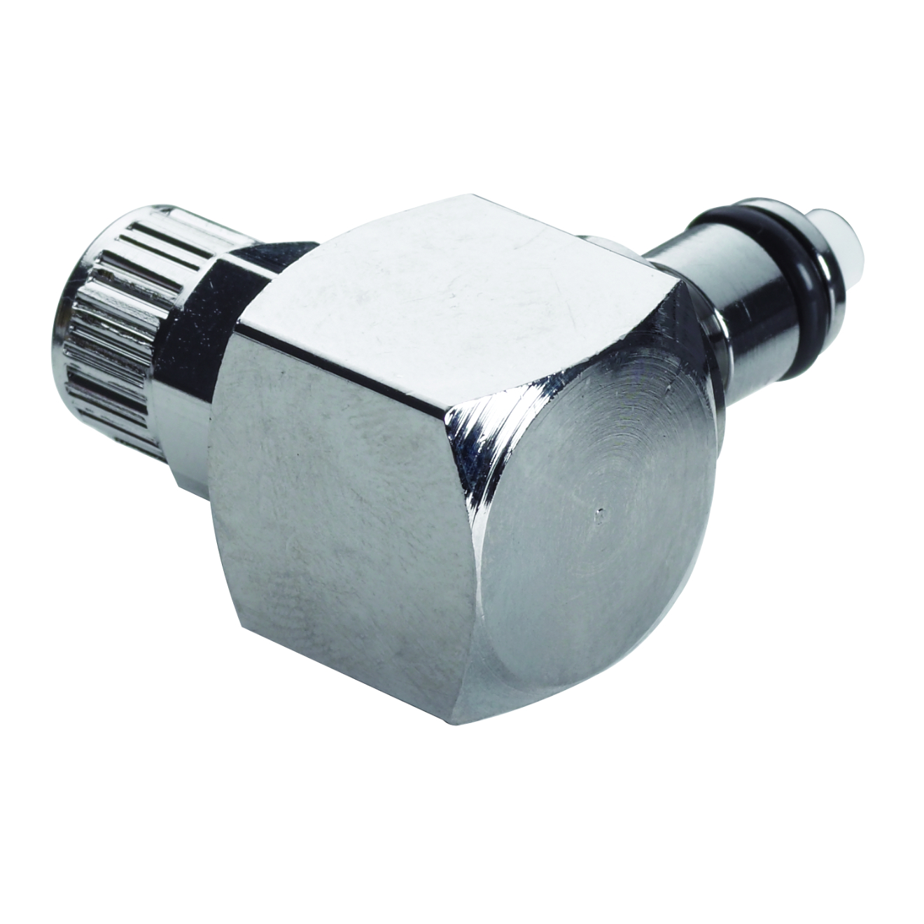 CPC Winkel-Schnellverschlussstecker mit Absperrung, 1/4" (6,4 mm) AD x 4,3 mm ID, Messing verchromt