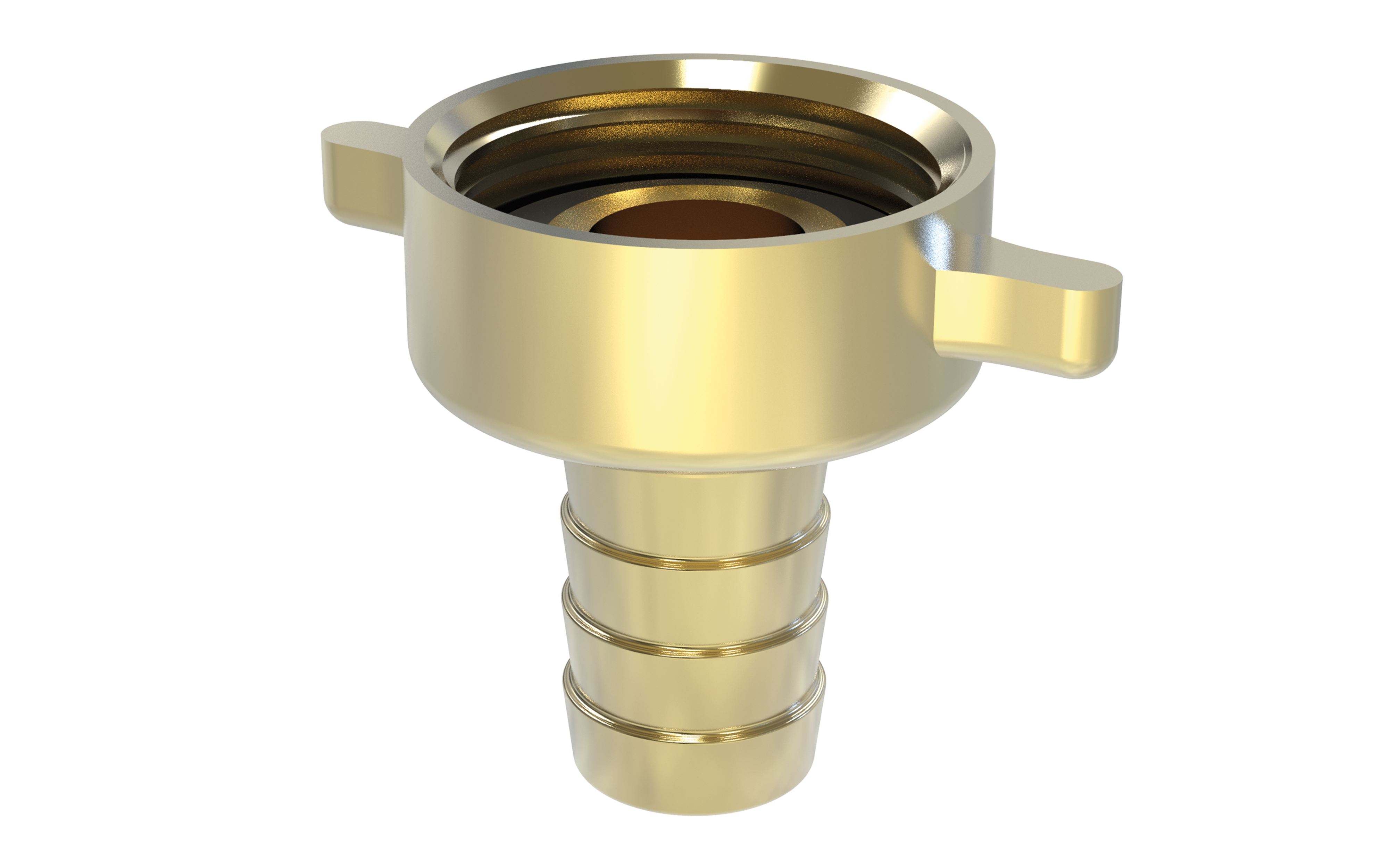 Schlauchverschraubung flachdichtend mit Flügelmutter Messing 1 1/4" x 32 mm
