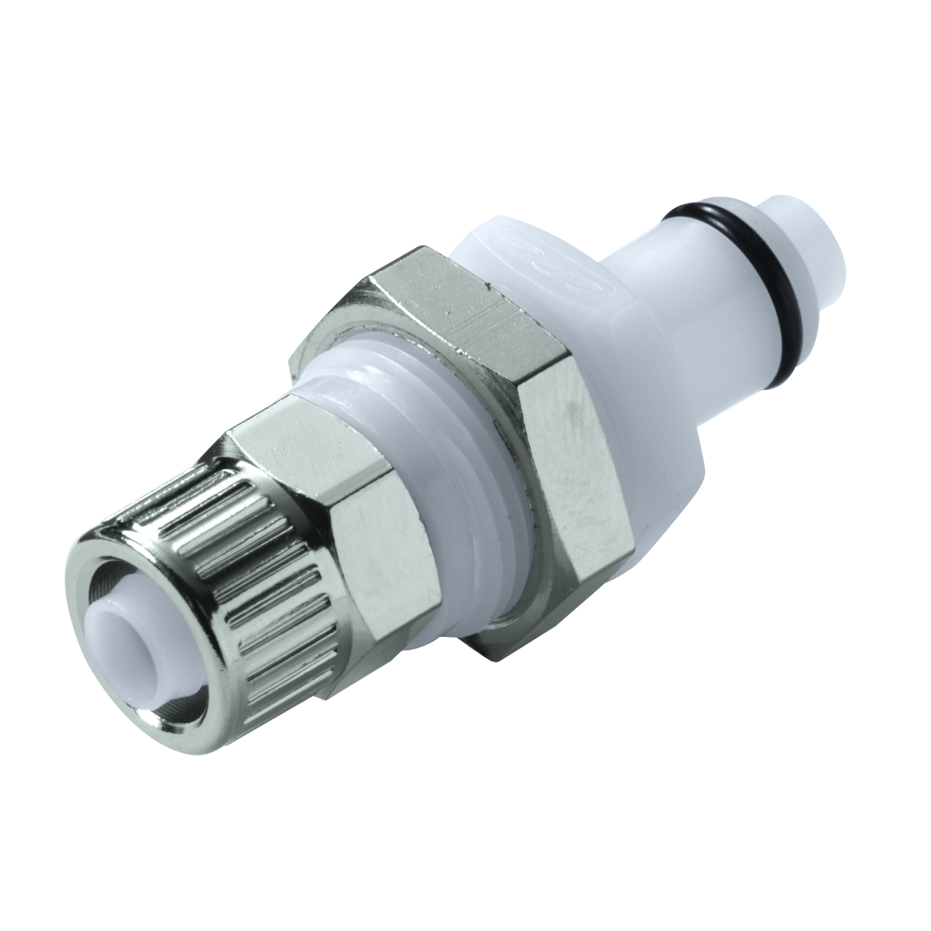 CPC Schnellverschlussstecker Schottausführung mit Absperrung, 3/8" (9,5 mm) AD x 6,4 mm ID, Acetal